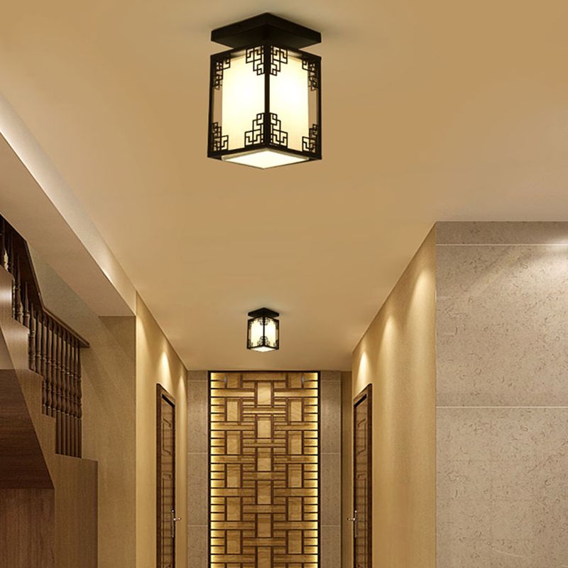 Fabric Close to Ceiling Lighting Rectangle Traditional Ceiling Flush Mount Light