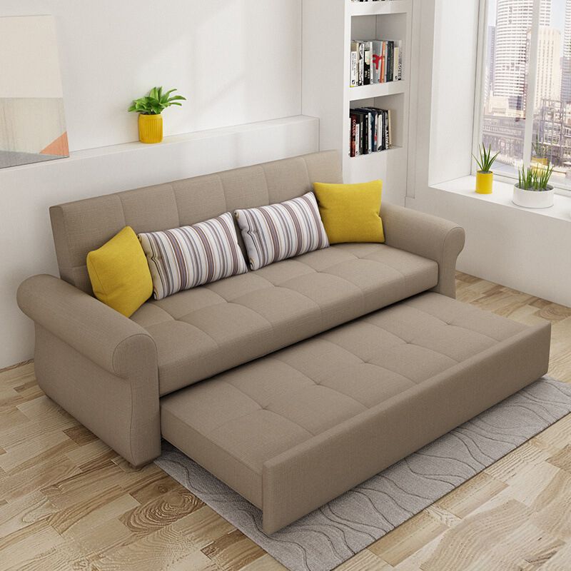 Cushion Back Futon Sofa Bed Pillow Included Flared Arms Sleeper Sofa