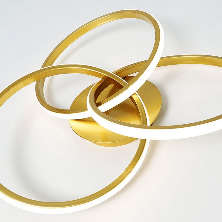 3-Lights Circular Semi Flush Mount Ceiling Lighting Fixture Modern Style Metal Flush Light