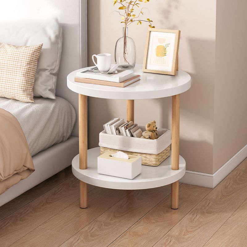 Imitation Wood Nightstand Open Storage Modern Shelf Included Night Table with Legs