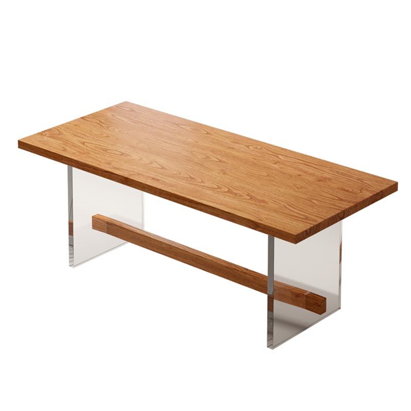 Rectangle 1/2/5/7 Pieces Dining Set Acrylic Base Dining Furniture in Natural