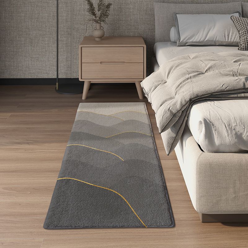 Grey Modern Carpet Geometric Pattern Polyester Area Rug Non-Slip Backing Rug for Bedroom