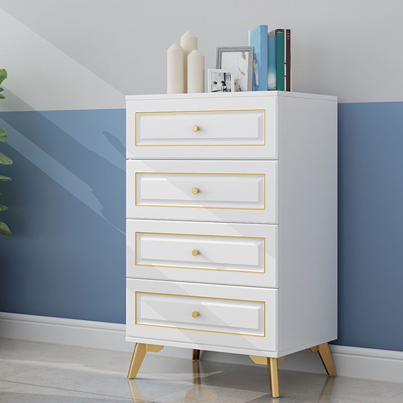 Contemporary Soft-Close Drawers Storage Chest Wood Dresser with Metal Feet