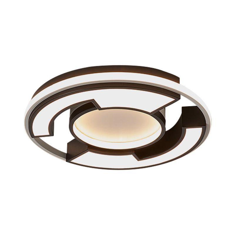 Zwart/wit cirkelvormige flush mount licht modern LED acryl plafond gemonteerd profiel, 19 "/22" Breedte