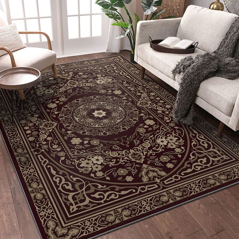 Traditional Indoor Rug Funky Medallion Print Carpet Polyester Stain Resistant Rug for Home Decor