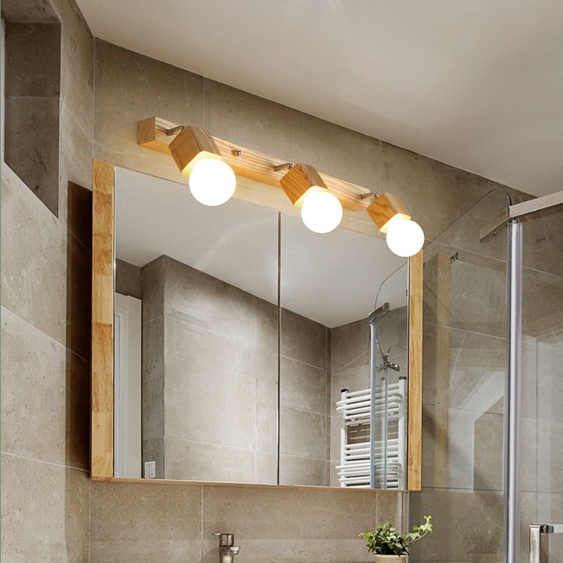 Fissaggi di illuminazione per vanità geometriche in stile moderno Stile con parete vanità in legno Sconce