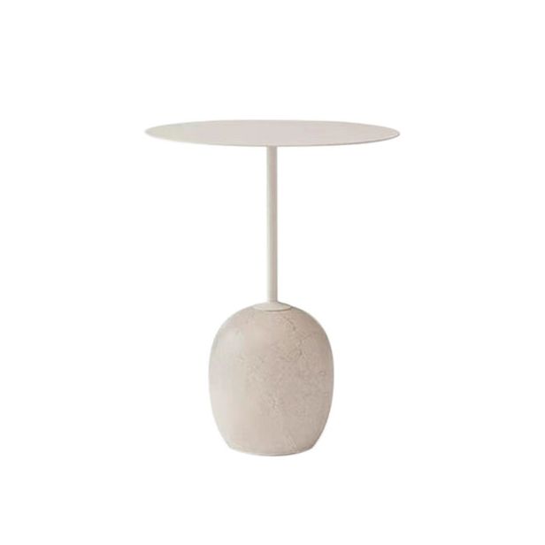 Round Metal Table Marble Pedestal Base Medieval Modern Style Side Table
