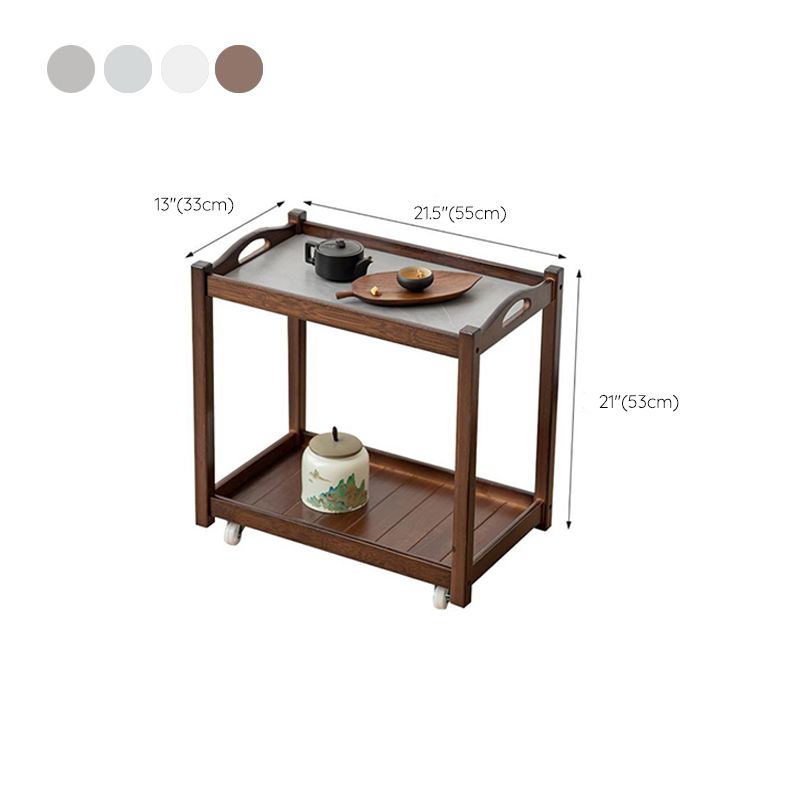 Modernistic Solid Wood with Shelf Rectangular Double Tier Side Table