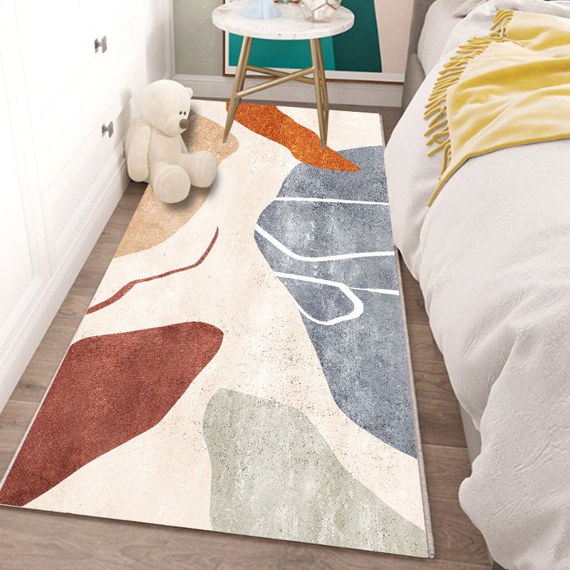 Modern Indoor Carpet Contrast Panel Polyester Rug Stain Resistant Carpet for Bedside