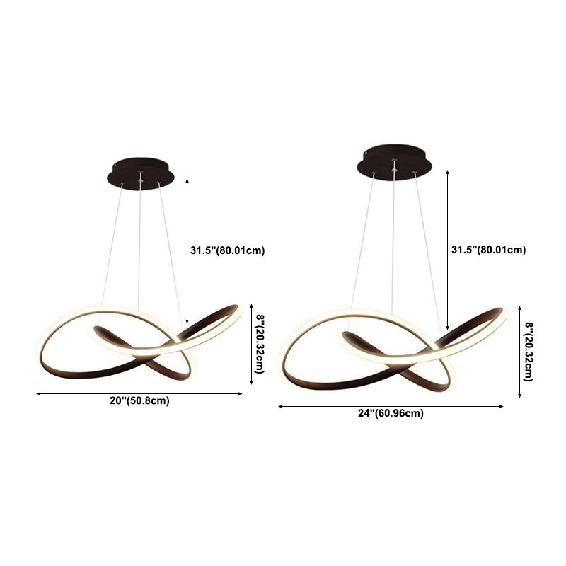 Silicone Linear LED Hanging Lamp in Modern Simplicity Lacquered Aluminium Chandelier for Dining Room