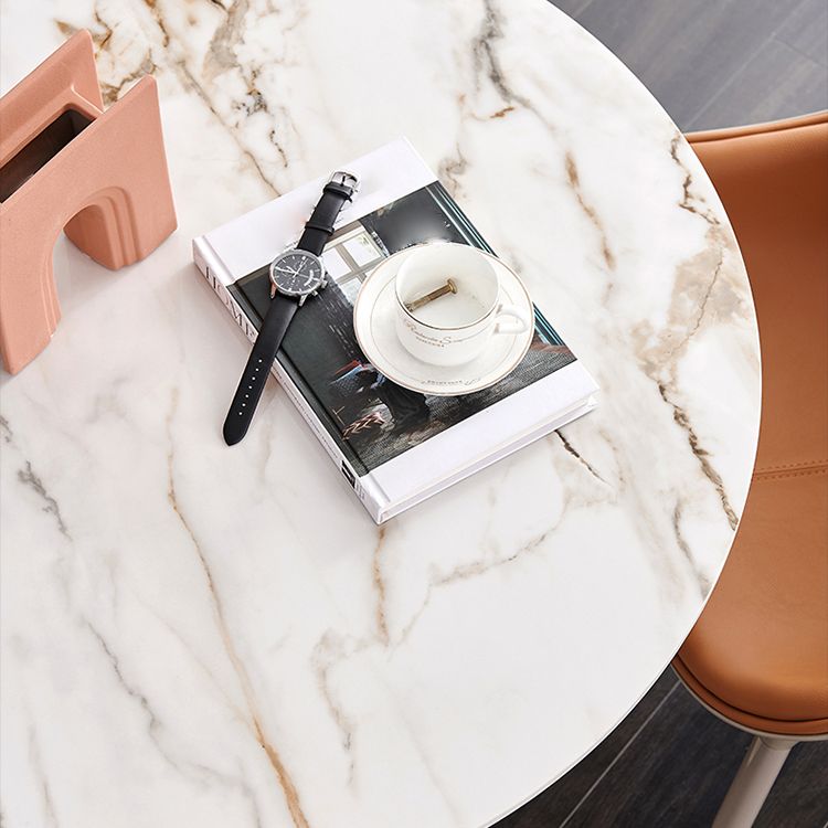 Sintered Stone Modern DiningRoomTableSet with Round Table and Pedestal Base Dinette Set