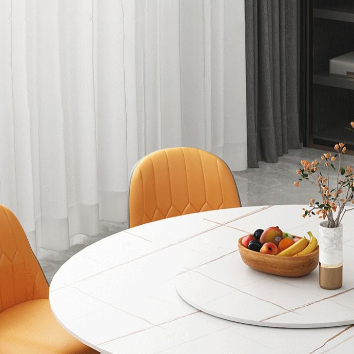 Modern Style Sintered Stone White Dining Room Set with Round Table Home Dining Table Furniture