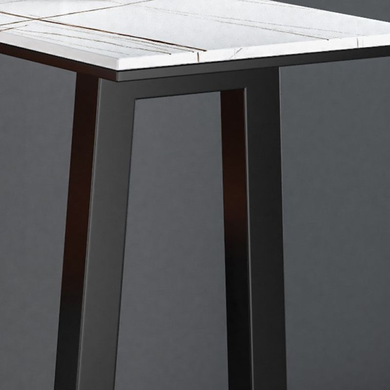 Modern Rectangle Metal Pub Table Double Pedestal Bar Height Cocktail Table