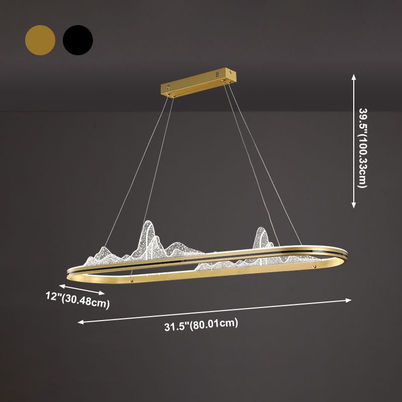 Contemporary Oval Island Lighting Metal 1 Light Island Light Fixture for Kitchen