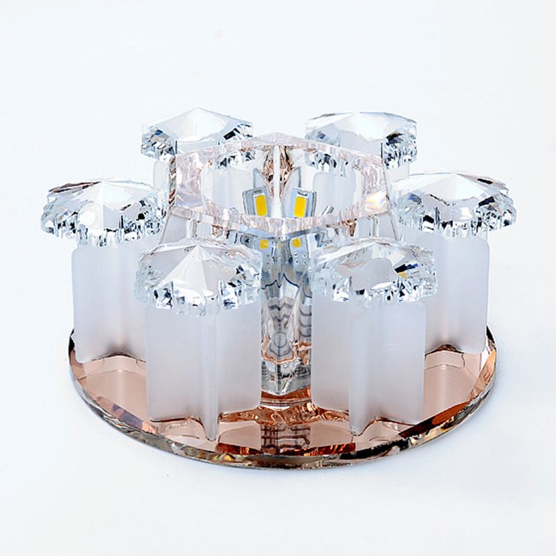 Mushroom Shaped Crystal Downlight Modern LED Flush Mount Recessed Lighting for Hallway