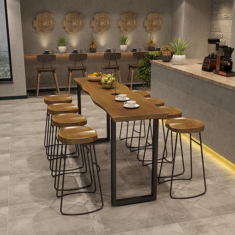 Luxury Rectangle Solid Wood Bar Table Set 1/9 Pieces Counter Table with Backless Stools