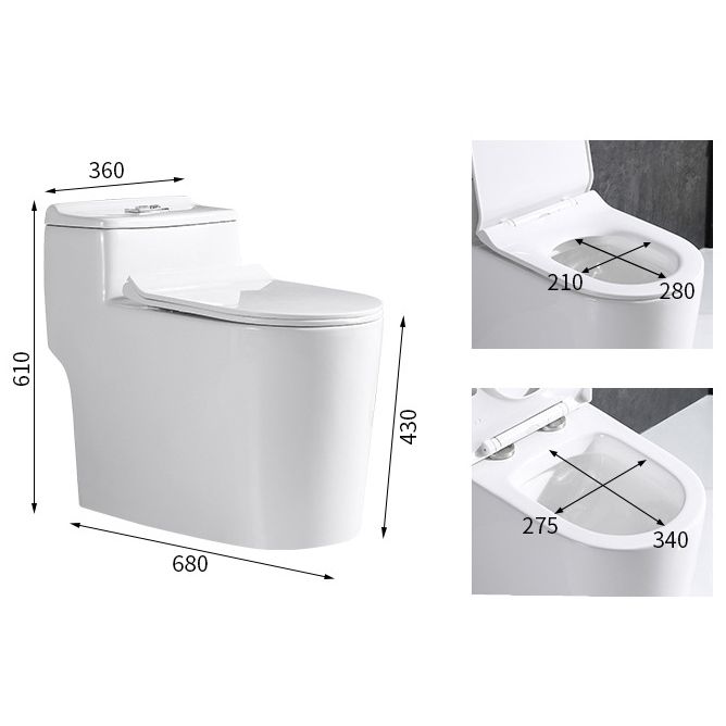 Traditional One Piece Toilet Floor Mounted White Toilet Bowl with Seat for Washroom