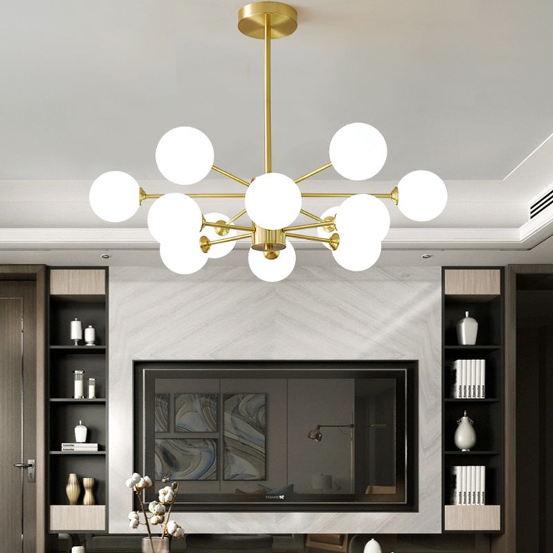 Globe kroonluchter verlichtingsarmaturen moderne multi-head gouden suspensie hanglampen met glazen schaduw