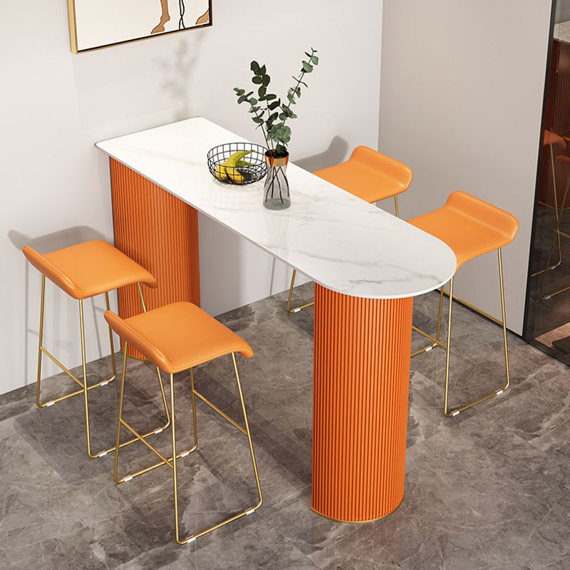 Modern Free Form Bar Set 1/2/5 Pcs Stone Bar Table with Upholstered Stools