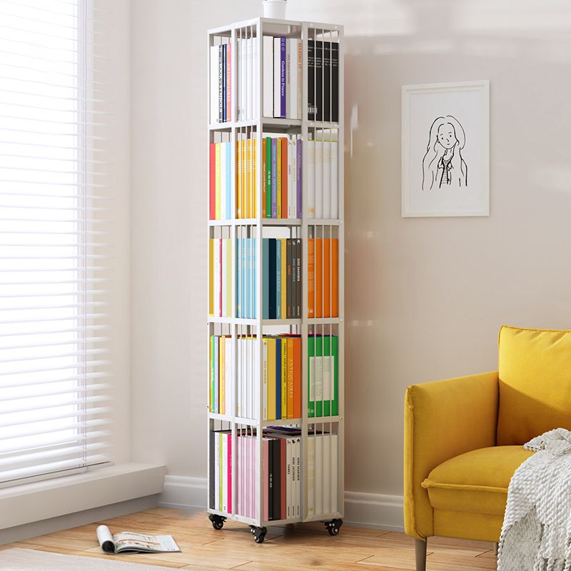 Modern Metal Bookshelf Pure White Standard Vertical Closed Back Bookcase