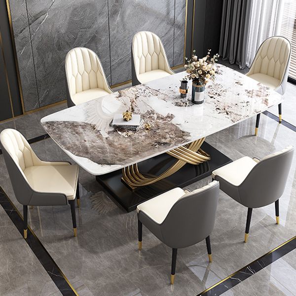 1/4/5/7 Pieces Rectangular Dining Set Luxurious Sintered Stone Top Dinette Table Set