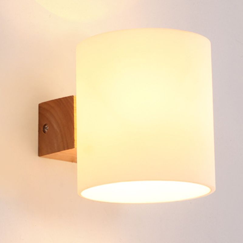 Cylinder Wall Mounted Lamp Postmodern Simplicity Wood Wall Sconce for Living Room