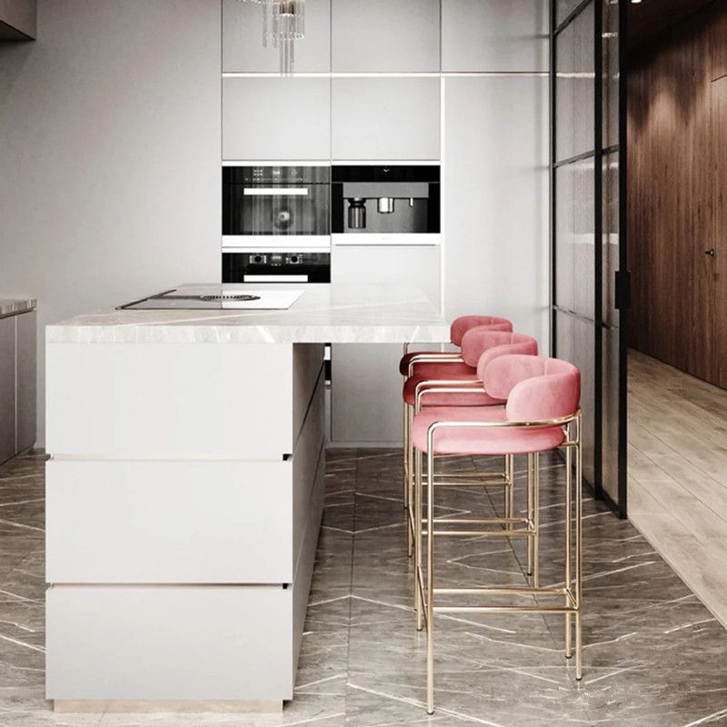 29.53" Glam Bar and Counter Stool Low Back Stool with 4 Metal Legs