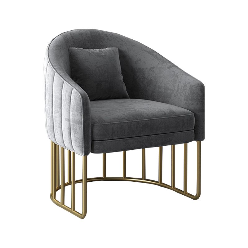 Velvet Barrel Accent Chair 27.55" Wide Arms Included Chair with Golden Legs
