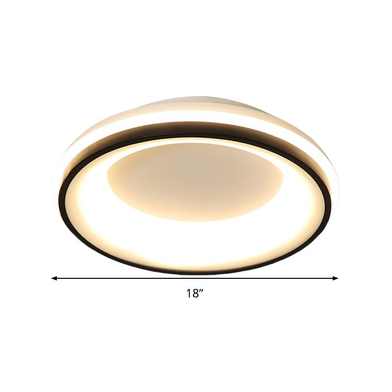 Nordic Drum Flush Mount Light Metallic Black LED Ceiling Light Fixture, Warm/White Light/Remote Control Stepless Dimming
