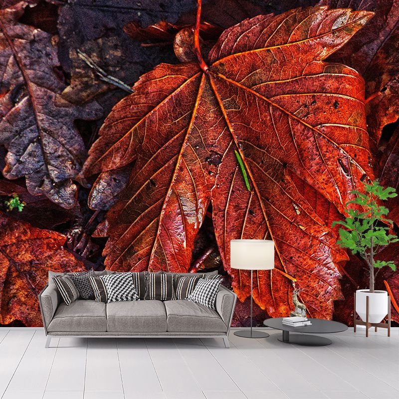 Leaf Surface Plant Wall Murals Modern Style Moisture Resistant Wall Covering