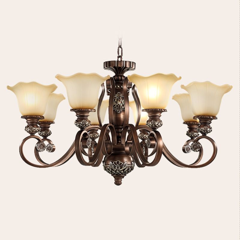 Bell Frosted Glass Chandelier Pendant Light Vintage Living Room Suspended Lighting Fixture