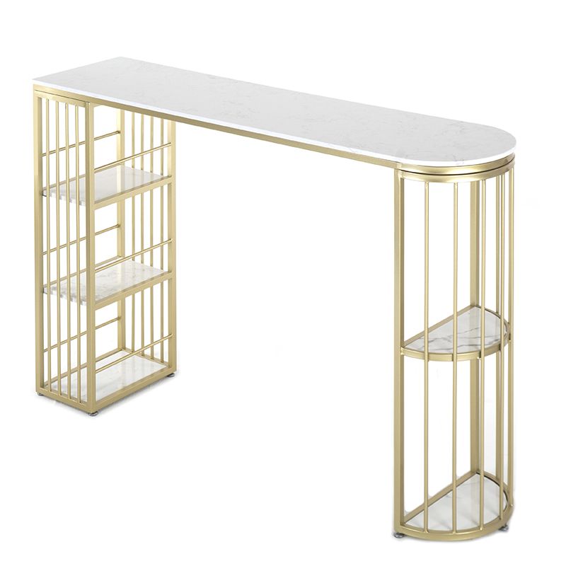 Faux Marble Bistro Bar Table Modern Gold Base Bar Table for Home