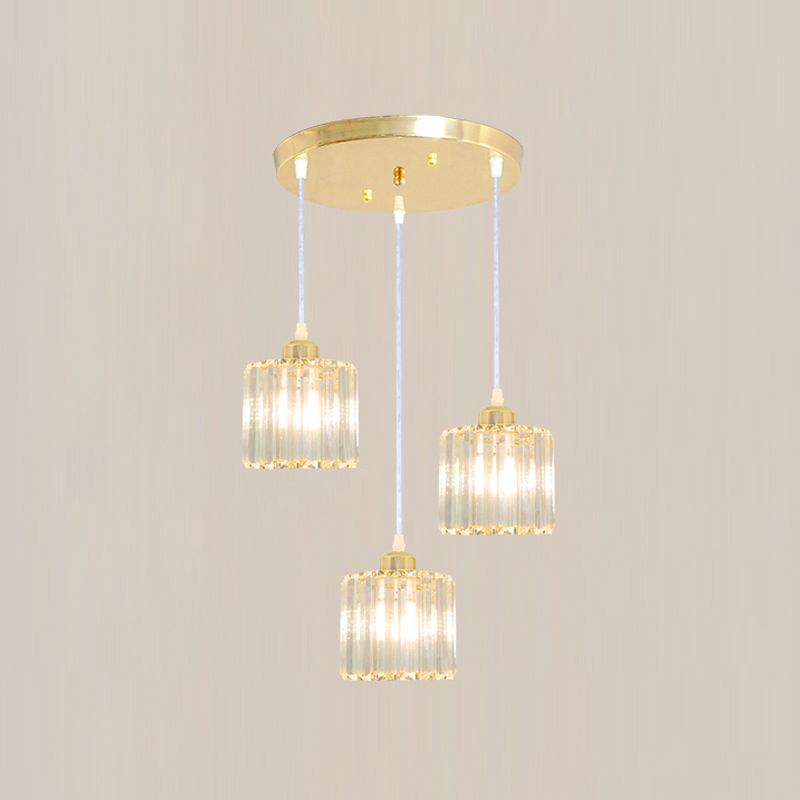 Modern Style Cylindrical Shape Hanging Light Crystal Multi Light Hanging Lamp for Bedroom
