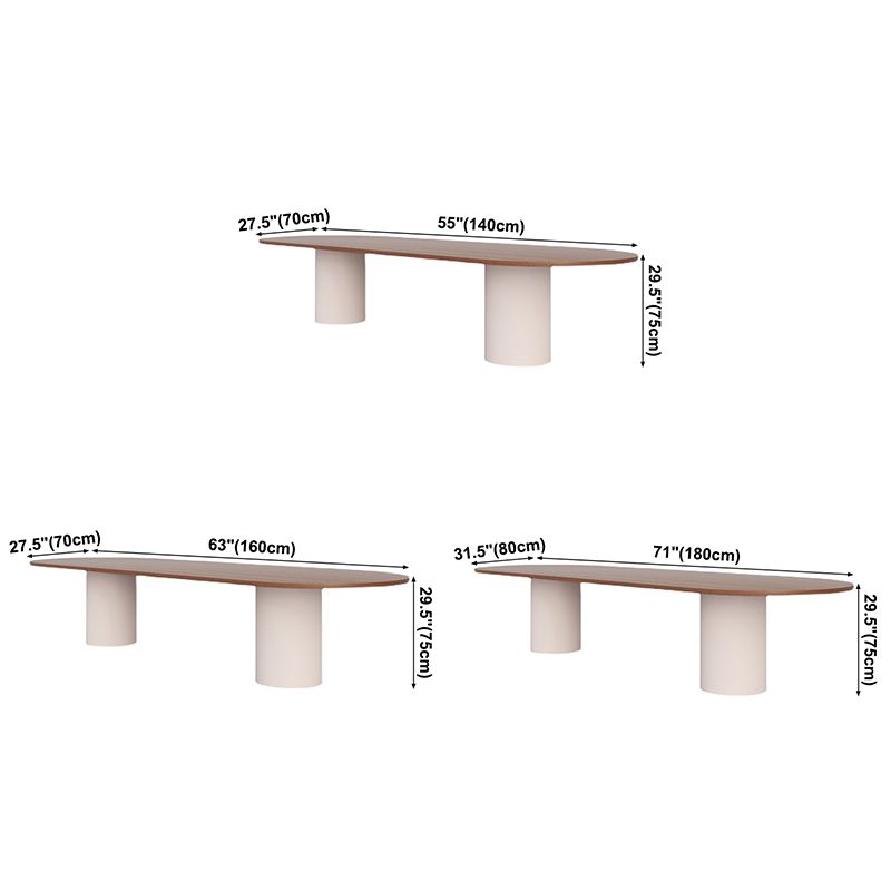 Solid Wood Contemporary Oval Table Wood Top Table for Dining Room and Kitchen