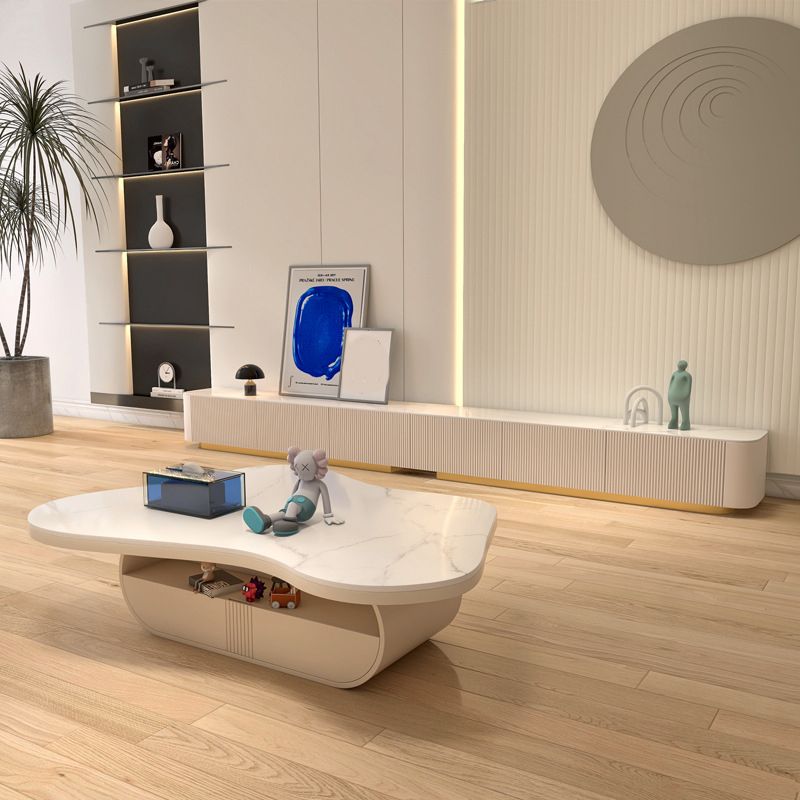 Modern Pedestal Coffee Table Slate Free Form Coffee Cocktail Table