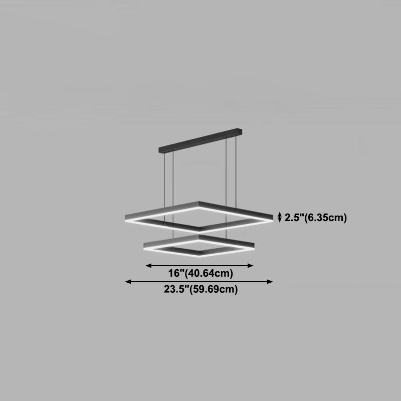 Finition noire carré lustre moderne LED Aluminium suspendu en aluminium suspendu