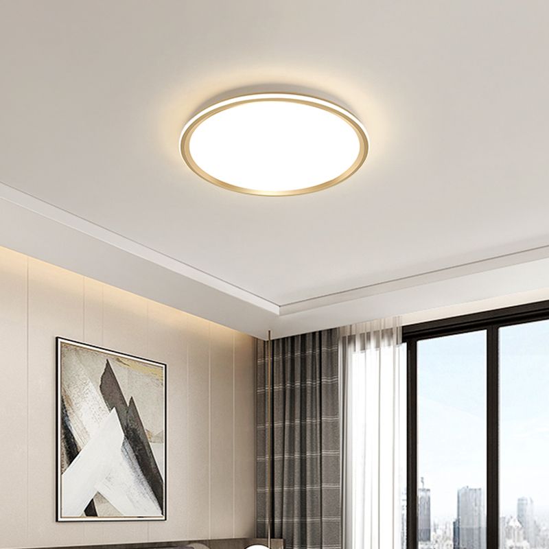 Disc Flush-Mount Light Fixture Simplicity Acrylic Bedroom LED Ceiling Lamp in Gold
