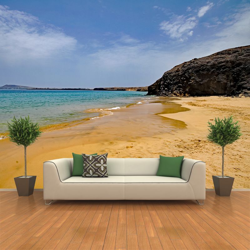 Beach View Mural Wallpaper for Sitting Room Water Resistant, Personalized Size Available