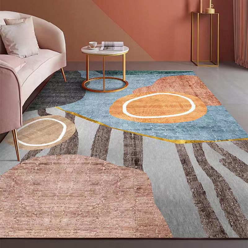 Beige Abstract Color Lump Rug Polyetser Modern Rug Stain Resistant Rug for Living Room