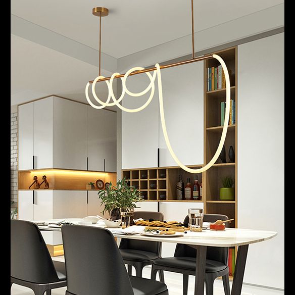 Linear Island Lighting Metal Contemporary Simplicity Pendant Lighting Fixtures for Restaurant