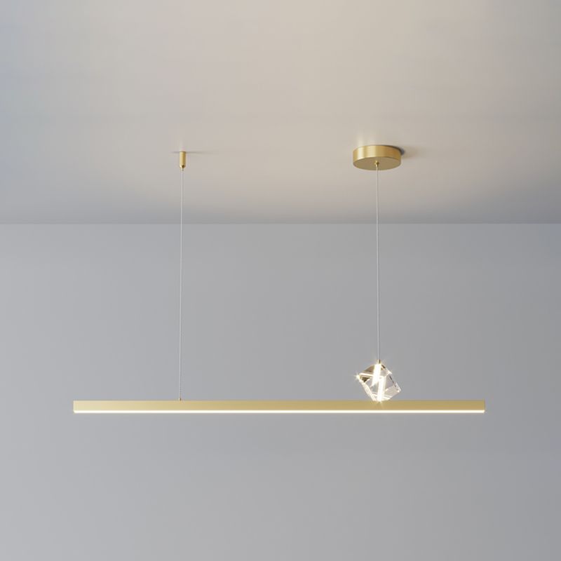 1 Light Linear Island Lighting Fixtures Contemporary Metal Island Pendants for Dining Room