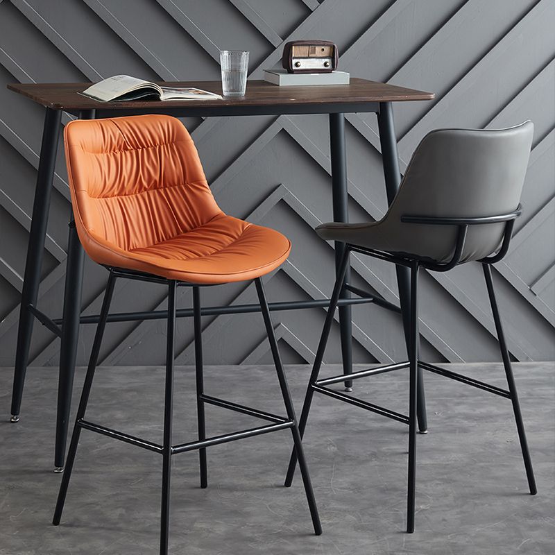 Modern Faux Leather Counter Stool Low Back Bar Stool with Footrest