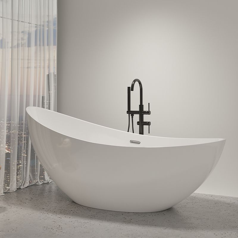 Modern Ellipse Acrylic Bathtub Freestand Soaking Bathtub with Drain Bath Tub