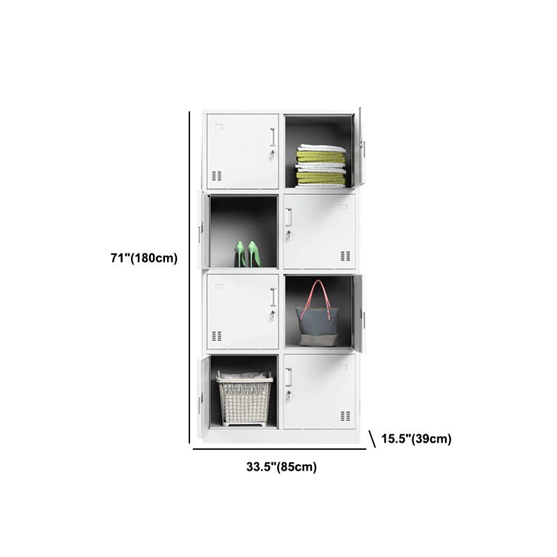 Steel White Storage Cabinet Contemporary Cabinet with Hinged Door