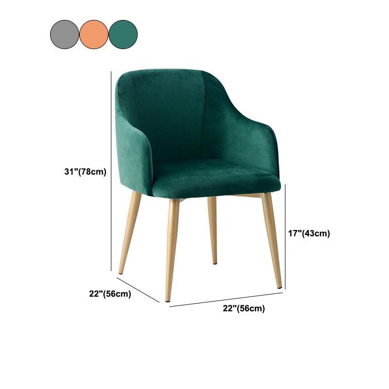 Upholstered Arm Chair Glam Dining Arm Chair with Gold Legs for Home