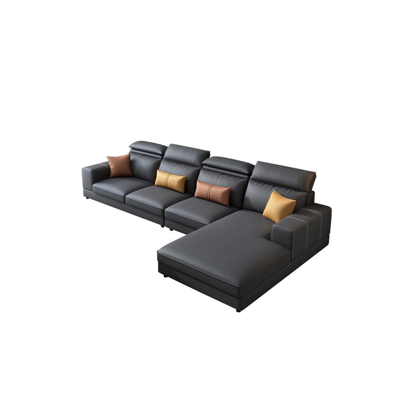 L-Shape Faux Leather High Back Square Arm Sectional with Stain-Resistant