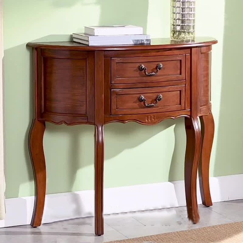 Mid-Century Modern Wood Accent Table Half Moon Console Sofa Table for Hall