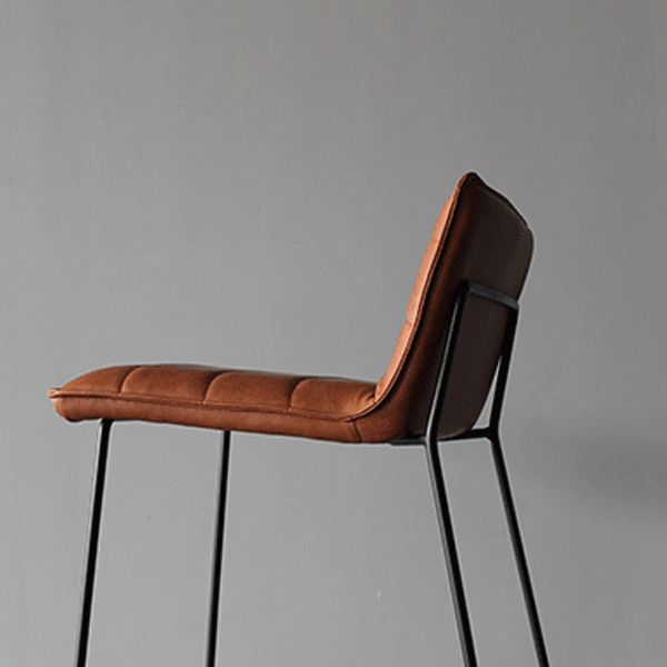 Modern Low Back Restaurant Stool Matte Finish Leather Barstool