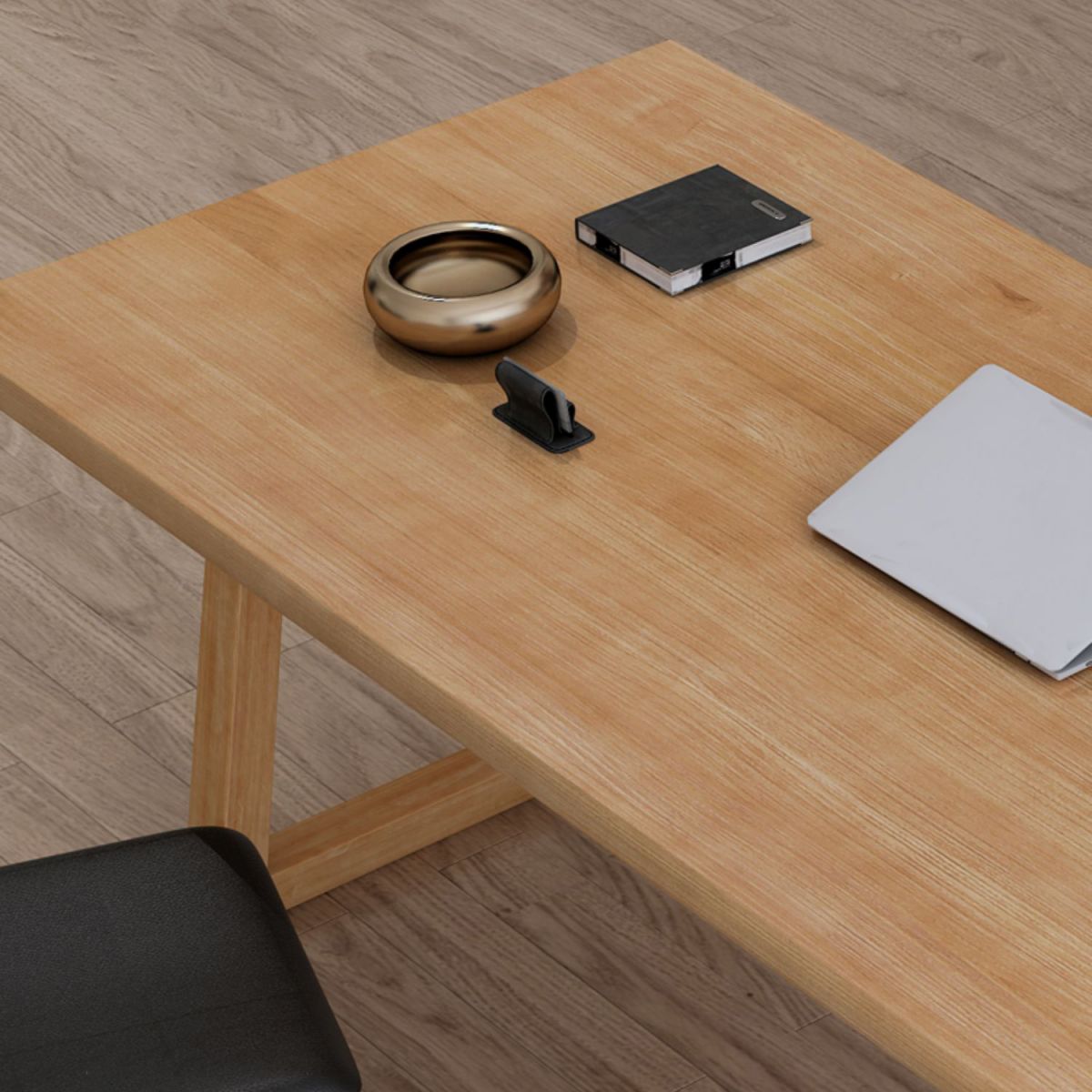 Modern Style Sled Office Desk Solid Wood Rectangular Desk for Home