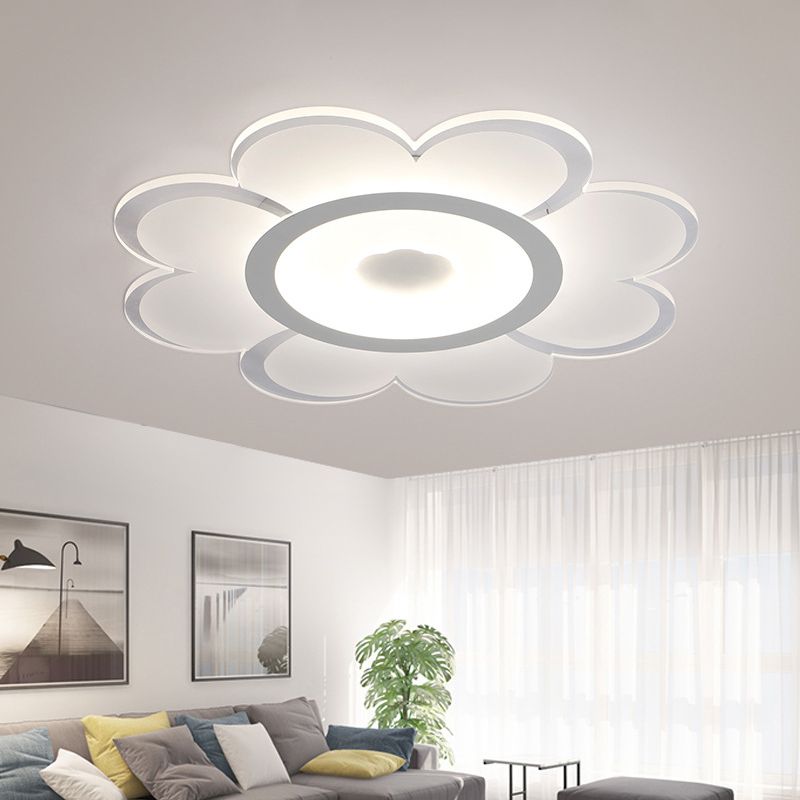 Lampada da soffitto acrilico a forma di fiore Contemporary White LED Flush Mount Illuminazione per Soggiorno, 8 "/19.5 "/31" W